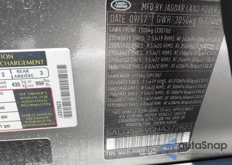 2017 Land Rover Range Rover 3.0L V6 Supercharged Hse из США, поврежденный, VIN SALGS2FV0HA372623